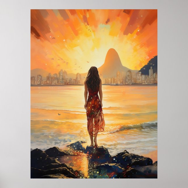 Sunset Girl, Rio de janeiro, Woman, Romantic Poster (Framsidan)