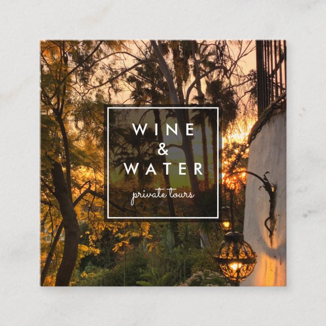 Sunset Glow California Garden Photo Travel Turism Fyrkantigt Visitkort (Framsida)