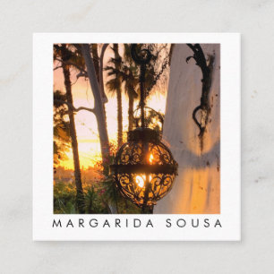 Sunset Glow Garden Photo Travel Turism Spanien Fyrkantigt Visitkort