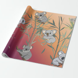 Sunset Gradient Cute Koala & Bamboo Presentpapper