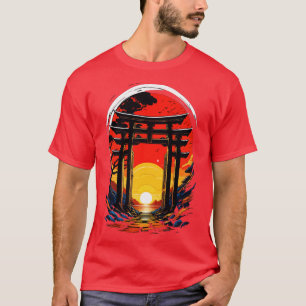 Sunset Grind japansk Torii Art T Shirt