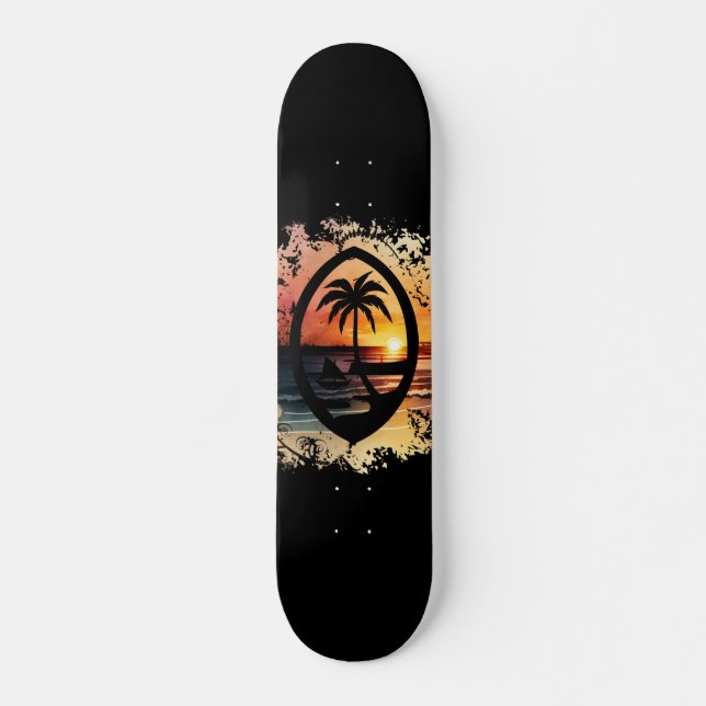 Sunset Guam Seal Mini Skateboard Bräda 18,5 Cm (Framsida)