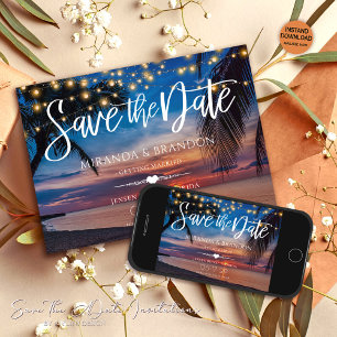 Sunset Handflatan String Ljus Tropical Beach Weddi Spara Datumet