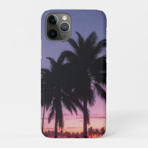 Sunset Handflatan Träd Silhouette Retro