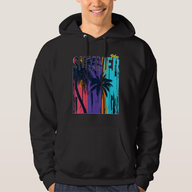 Sunset Handflatan Träd sommar Vacation Helgdag Bea Hoodie (Framsida)