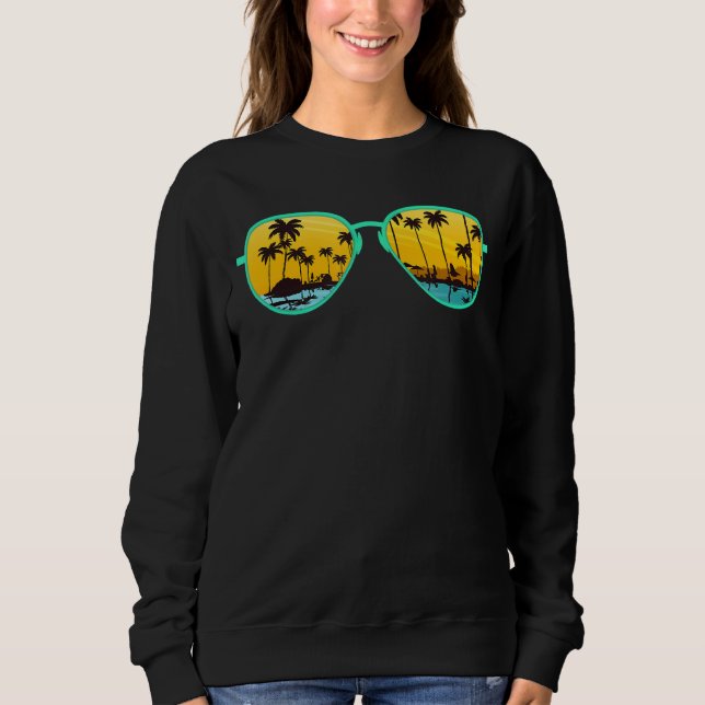 Sunset Handflatan Träd Summer Vacay Beach Tropical T Shirt (Framsida)