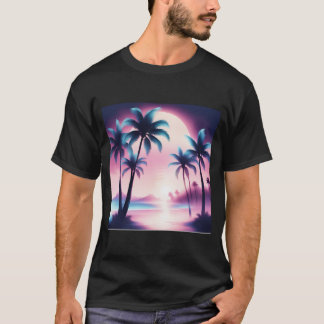 Sunset Handflatan Träd T Shirt