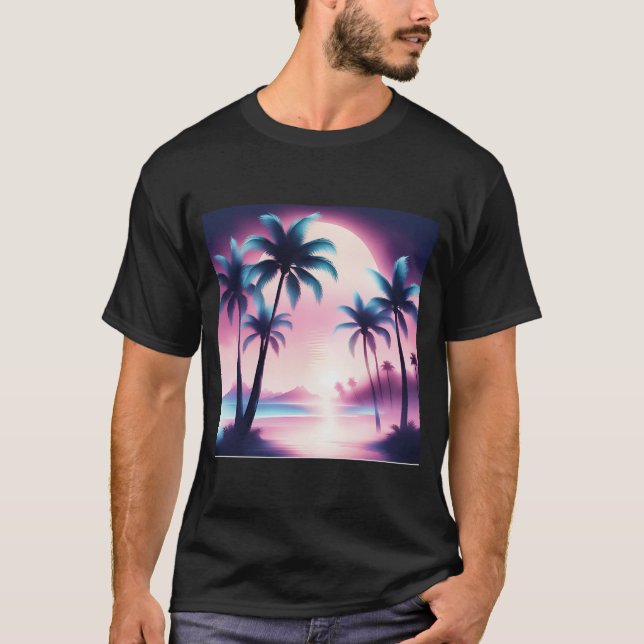 Sunset Handflatan Träd T Shirt (Framsida)