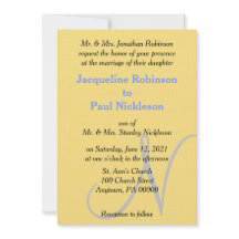 Sunset Heart Gult Blue Monogram Bröllop