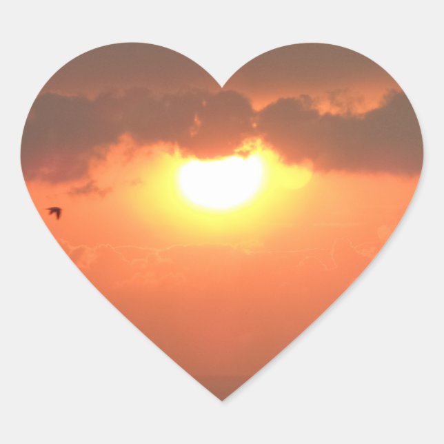 Sunset Heart Sticker Hjärtformat Klistermärke (Framsida)