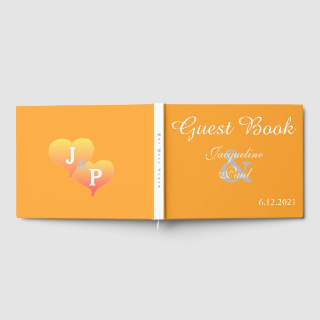 Sunset Hearts Orange White Bröllop Bok (Full)