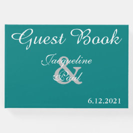 Sunset Hearts Teal Grönt Bröllop Bok