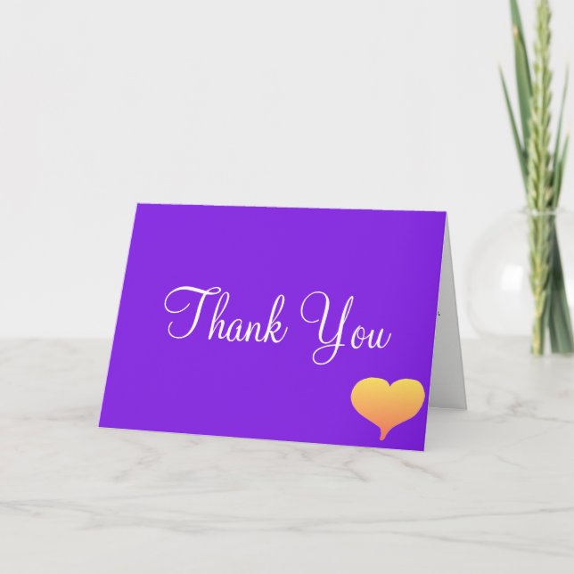 Sunset Hearts Violet Monogram Bröllop Tack Kort (Framsida)