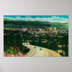 Sunset Highway kommer in på Spokane från Västern Poster
