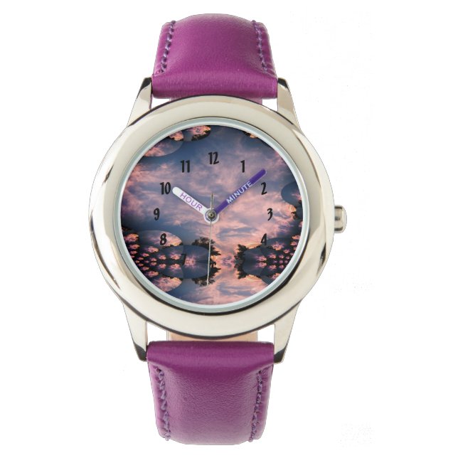 Sunset Himlar Fractal Sangria Filter Armbandsur (Framsida)