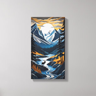 Sunset Hjort Canvas Wall Art