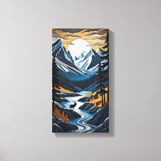 Sunset Hjort Canvas Wall Art