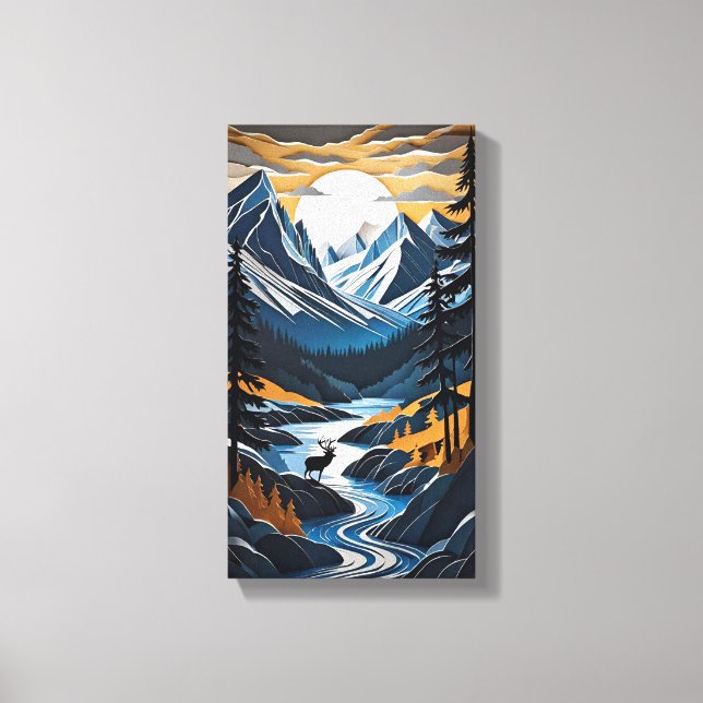 Sunset Hjort Canvas Wall Art (Framsida)