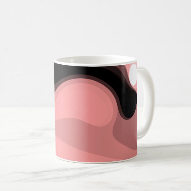 Sunset Horizon: Abstrakt Rosa, Black & White Kaffemugg (Framsida höger)