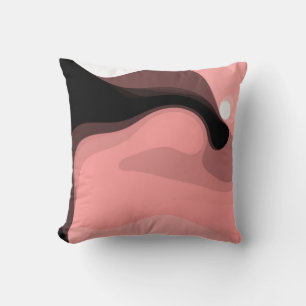 Sunset Horizon: Abstrakt Rosa, Black & White Kudde
