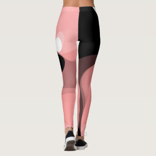 Sunset Horizon: Abstrakt Rosa, Black & White Leggings