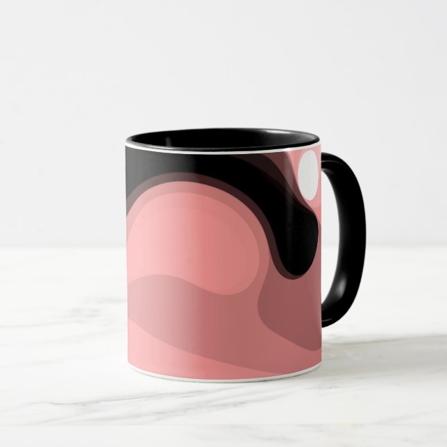 Sunset Horizon: Abstrakt Rosa, Black & White Mugg (Framsida höger)