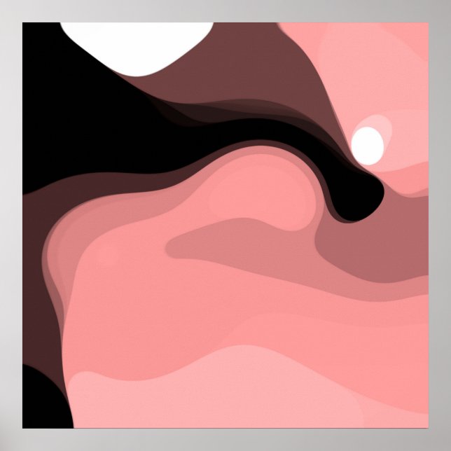 Sunset Horizon: Abstrakt Rosa, Black & White Poster (Framsidan)