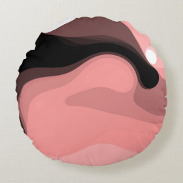 Sunset Horizon: Abstrakt Rosa, Black & White Rund Kudde