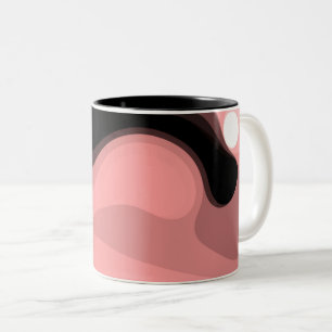 Sunset Horizon: Abstrakt Rosa, Black & White Två-Tonad Mugg