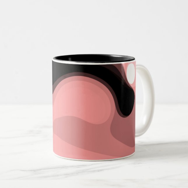 Sunset Horizon: Abstrakt Rosa, Black & White Två-Tonad Mugg (Framsida höger)