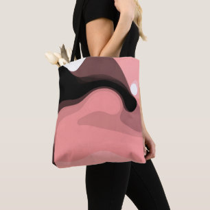Sunset Horizon: Abstrakt Rosa, Black & White Tygkasse