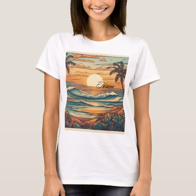 Sunset Horizon Beach Vibes T-Shirt (Framsida)
