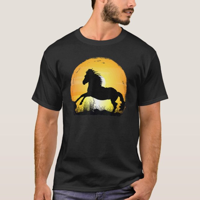 Sunset Horse Breed Silhouette   Appaloosa T Shirt (Framsida)