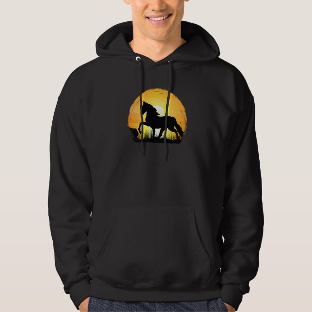 Sunset Horse Breed Silhouette  Haflinger Horse Hoodie (Framsida)