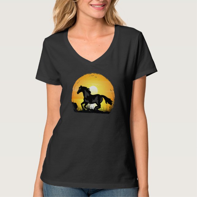 Sunset Horse Breed Silhouette  Paint Horse T Shirt (Framsida)