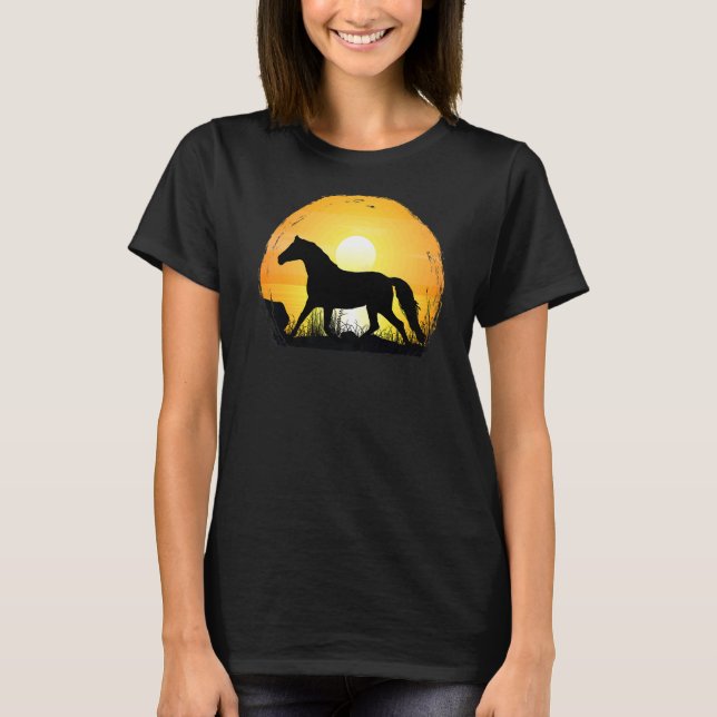 Sunset Horse Breed Silhouette Westphalian T Shirt (Framsida)
