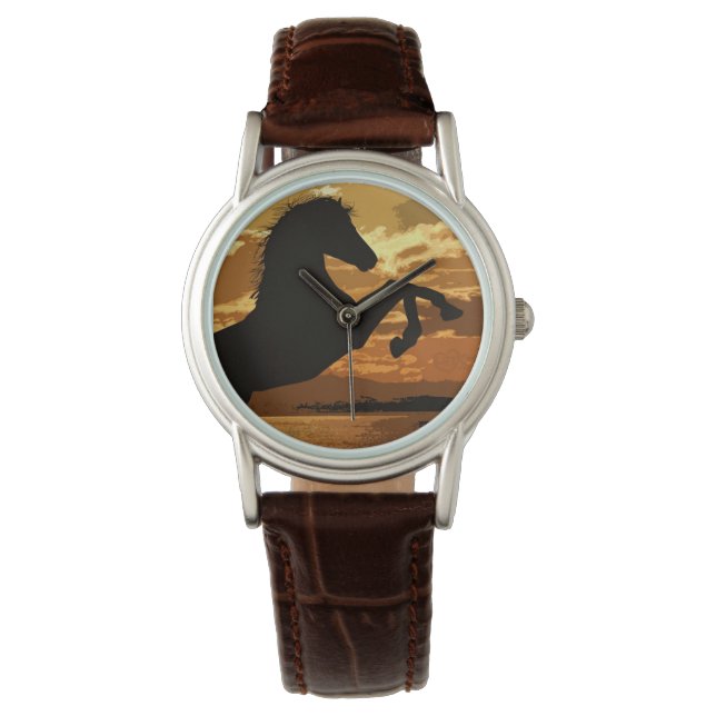 Sunset Horse Equestrian Watch Armbandsur (Framsida)
