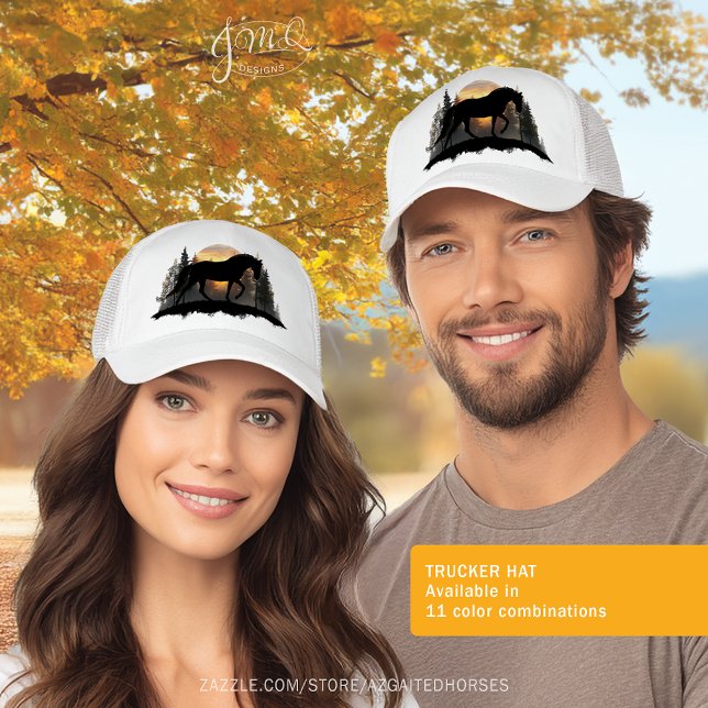 Sunset Horse Silhouette Rustic Equestrian Stil Keps (Sunset Horse Silhouette Rustic Equestrian Style Trucker Hat)
