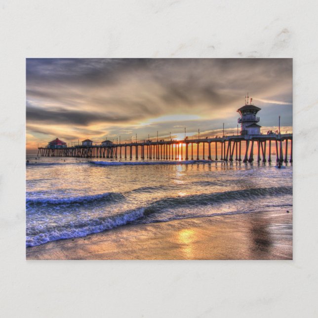 Sunset Huntington Beach Ca Vykort (Framsida)