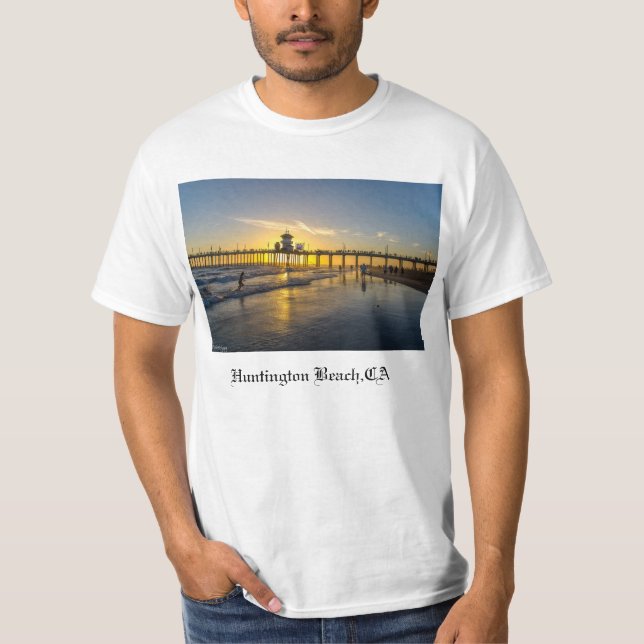 Sunset@Huntington strand, CA Tee Shirt (Framsida)