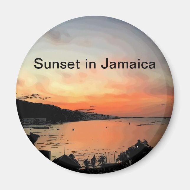 Sunset i Jamaica Magnet (Framsidan)