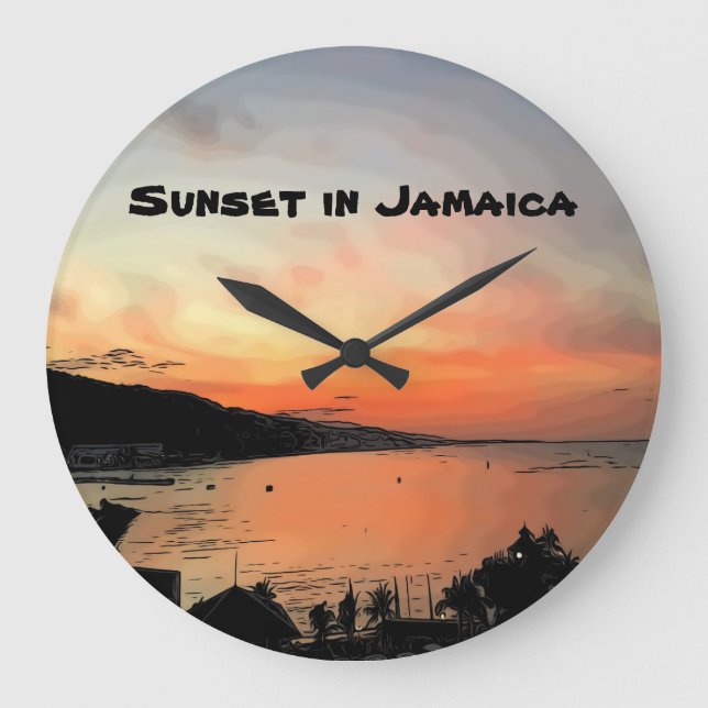 Sunset i Jamaica Stor Klocka (Framsida)