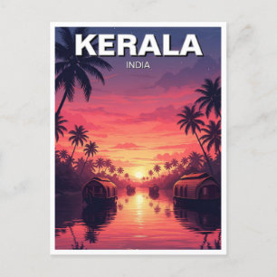 Sunset i Kerala India Vykort