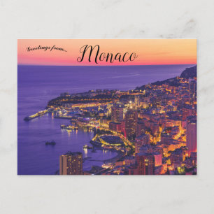 Sunset i Monaco City Monaco Vykort