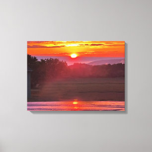 SUNSET I NYTT YORKSTAT CANVASTRYCK