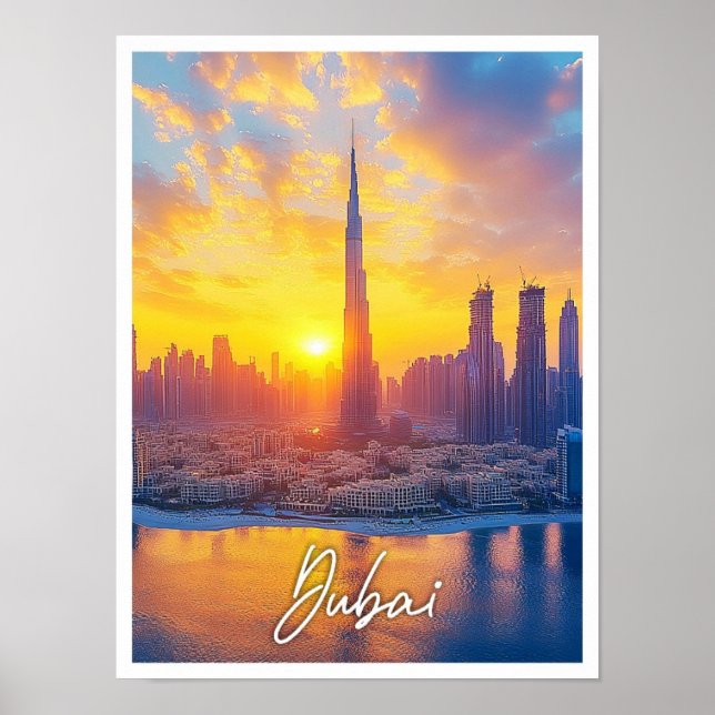Sunset in Dubai UAE Förenade Arabemiraten City Poster (Framsidan)