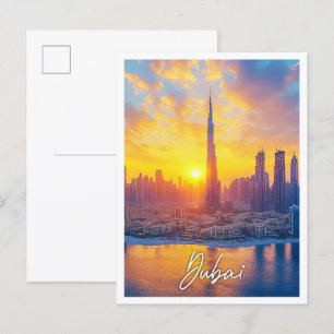 Sunset in Dubai UAE Förenade Arabemiraten City Vykort