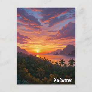 Sunset in Palawan Philippines Travel Vykort