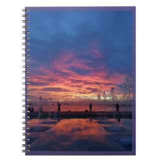 "'Sunset in port''' Blue Spiral Photo Notebook Anteckningsbok