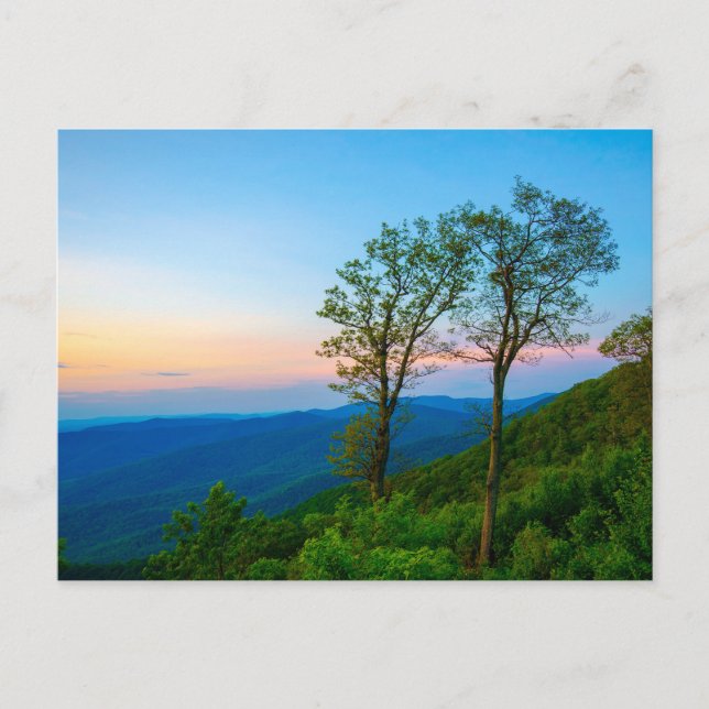 Sunset in shenandoah national park vykort (Framsida)